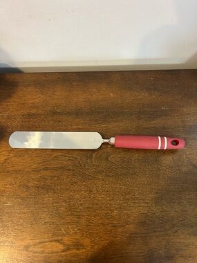 Paula Deen Cake Icing Spatula Red Handle 12.5 x  1.25 Inches in Great Condition